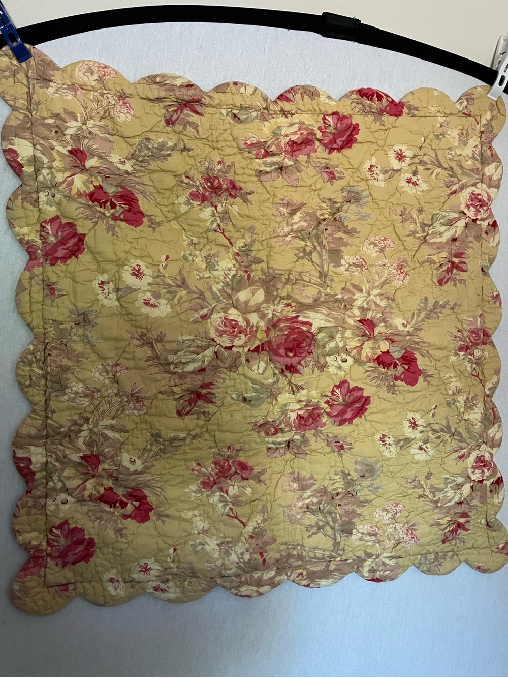 Mas d’Ousvan Floral Square Quilted Pillow Cover French Country Red Rose Print 27